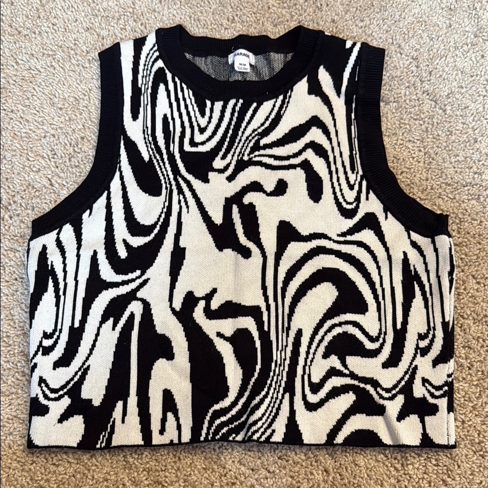 Garage: Black and White Abstract Women's Top
